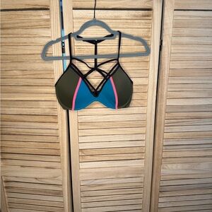 PINK Victoria's Secret Strappy Swim Bra in Black, Green, and Pink